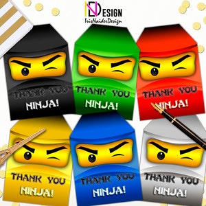 Ninja Thank You tag, Ninja Party Afdrukbaar, Ninja Thank You tag, PDF, Niet-bewerkbaar, NIET-AANPASBAAR, Instant Download