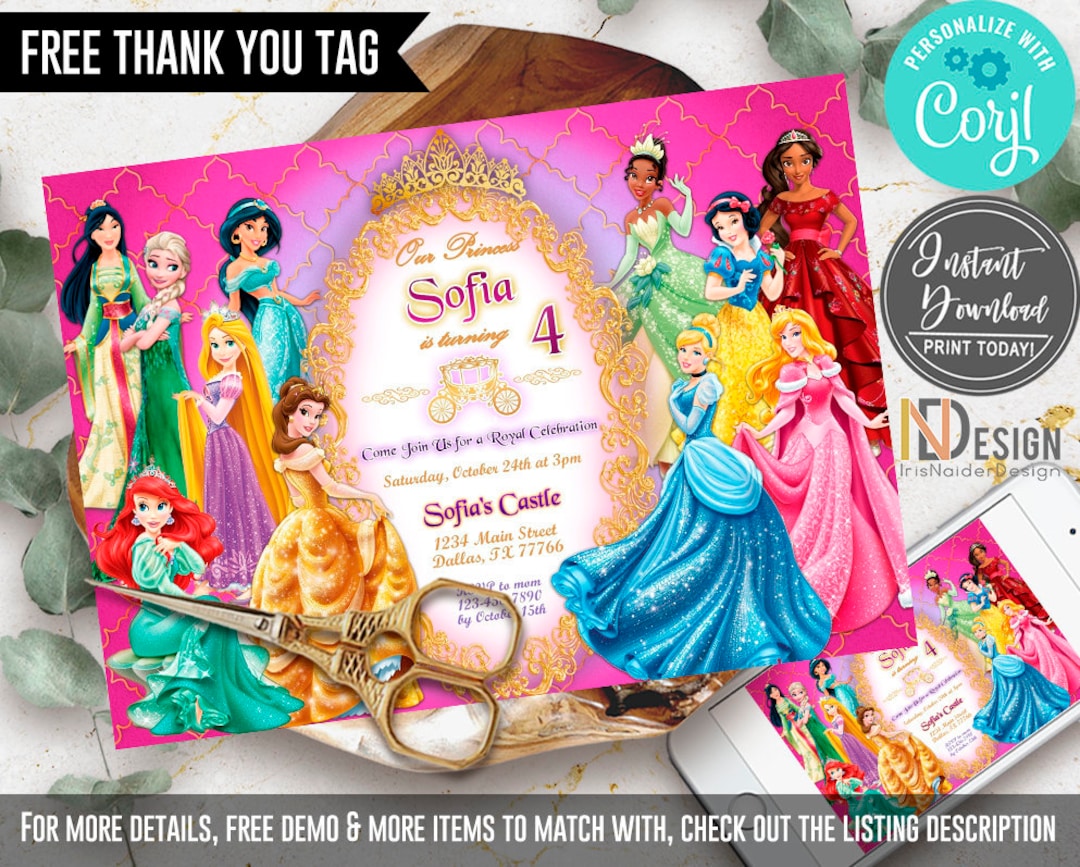 Disney Princess Digital paper Scrapbooking - Party and Craft