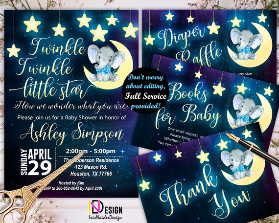 twinkle twinkle little star baby shower invitations etsy