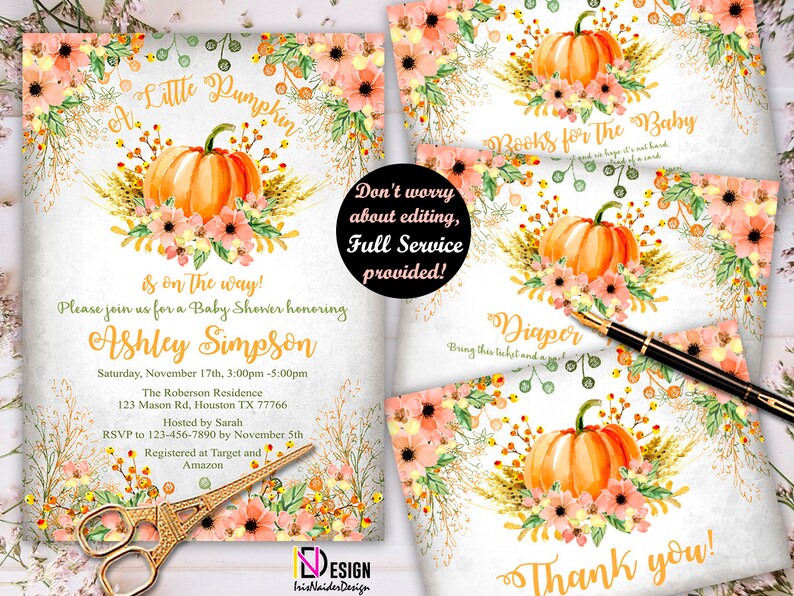 Little pumpkin baby shower invitation fall baby shower invitation neutral Welcome sign printable set pumpkin baby shower invitation