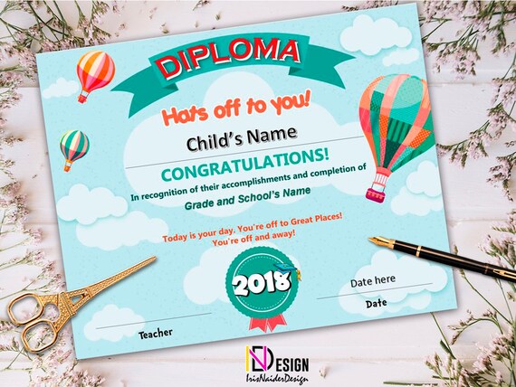 1st grade diploma oh the places youll go certificate kindergarten pre k diplomas