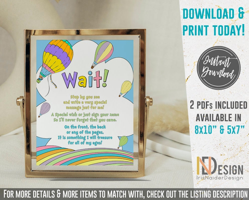 Guest Book sign, Instruction card, teacher, letter, graduation, first birthday, baby shower, end of the year, pastel color, rainbow, INSTANT