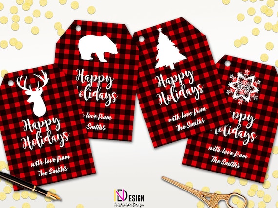 christmas gift tags printable personalized happy holidays gift tag