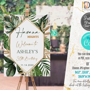 Havana Nights | EDITABLE Birthday Invitation | Foliage, Tropical ...