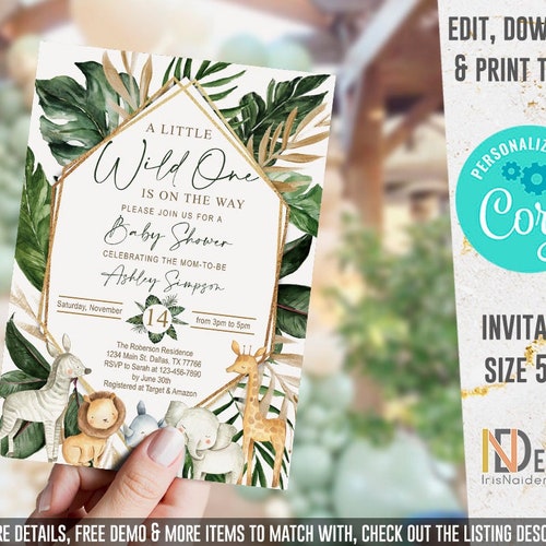 Oh Boy Safari Baby Shower Invitation Editable Invitation You Etsy