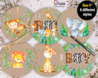 Safari centerpieces, baby shower centerpiece, boy, jungle centerpiece, decoration, animals, printable, instant download,digital NOT EDITABLE