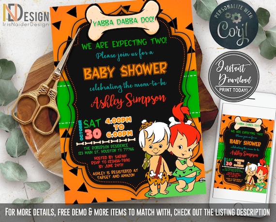 flintstones baby shower invitations