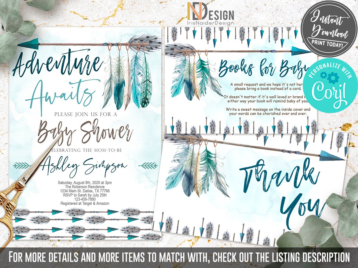 EDITABLE Tribal Baby Shower Invitation Boy Boho Baby Shower - Etsy