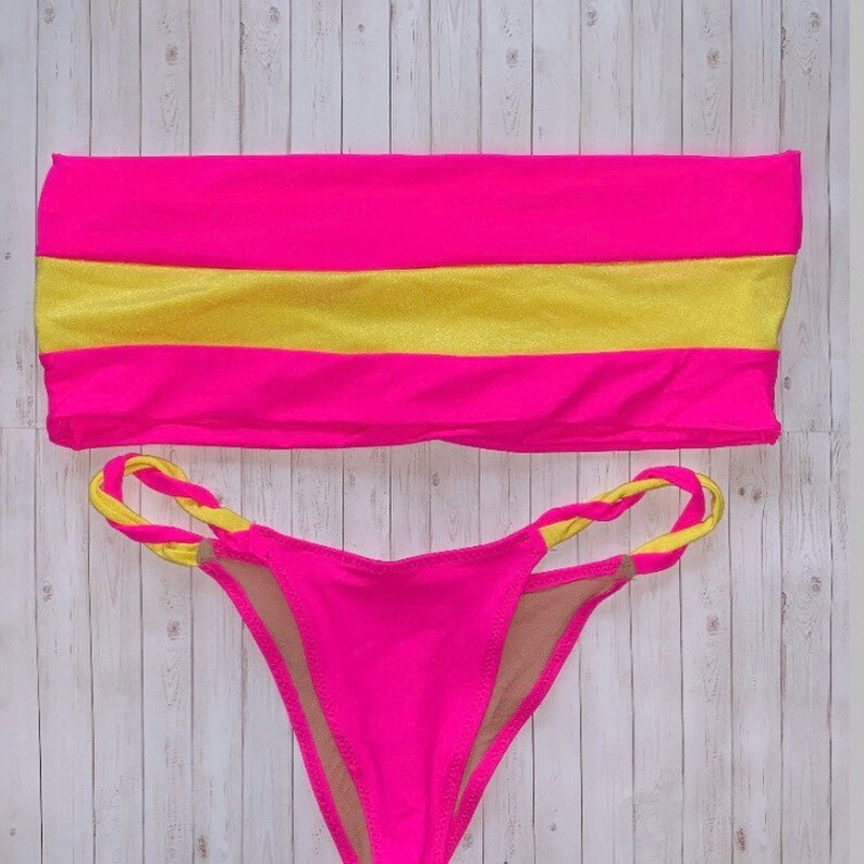 neon pink bikini set