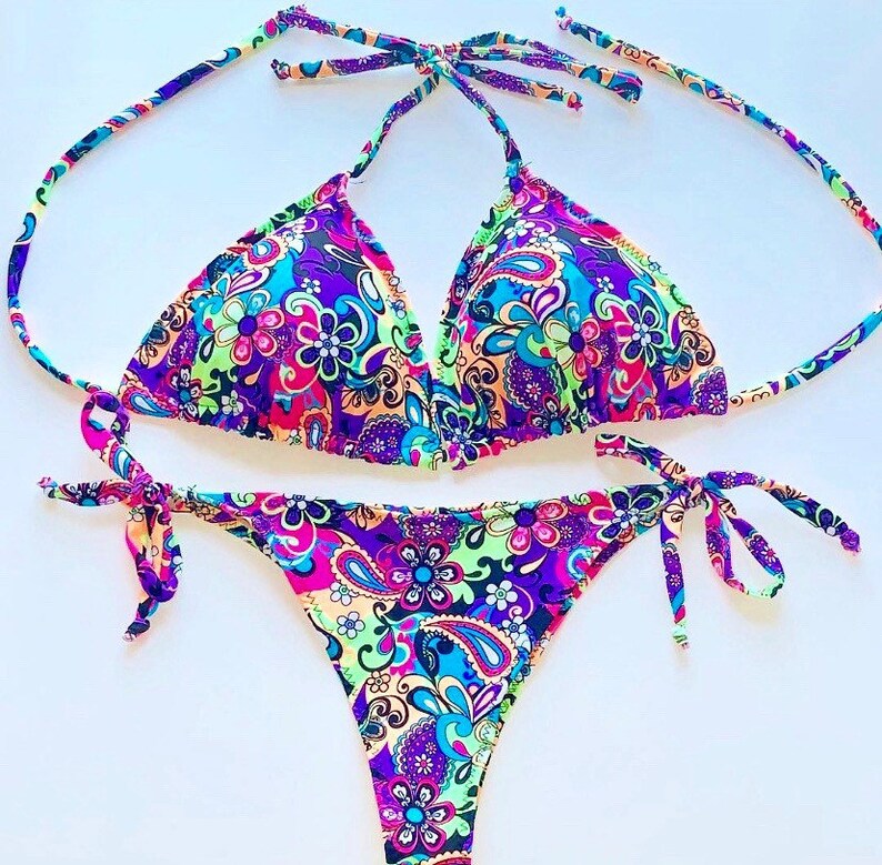 Paisley Print Two Piece Bikini Set Bathing Suit Women Etsy