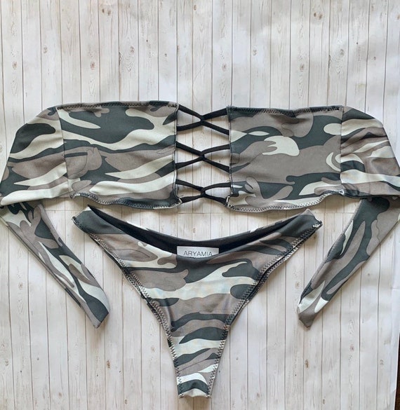 camo bandeau bikini