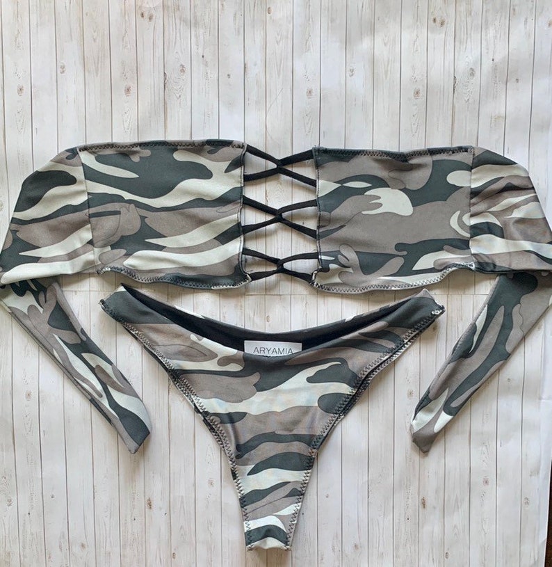 camo bandeau bikini