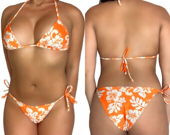Hawaiian Floral String Bikini Set - Bathing Suit Women - Floral Swimsuit