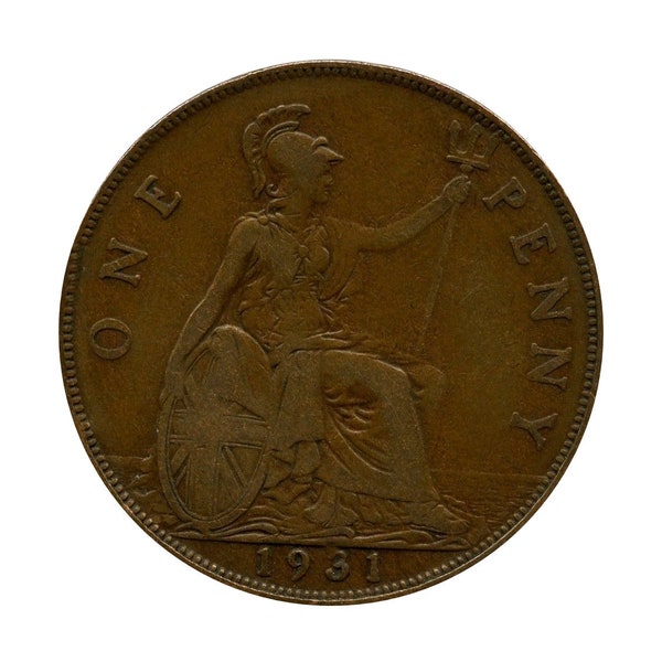 1931 One Penny Coin Great Britain From King George V , Perfect for Birthdays ,Anniversary or Craft and Jewellery