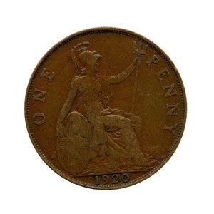 1920 un Penny moneta Gran Bretagna da re Giorgio V, perfetta per compleanni, anniversari o artigianato e gioielli