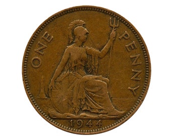 1944 One Penny Coin Great Britain From King George VI , Perfect for Birthdays ,Anniversary or Craft and Jewellery