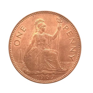 1967 One Penny Coin Great Britain From Queen Elizabeth II , Perfect for Birthdays ,Anniversary or Craft and Jewellery