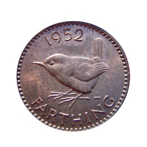 Pièce de monnaie farthing de 1952 avec un wren du Royaume-Uni, parfait pour les anniversaires, les anniversaires et les bijoux