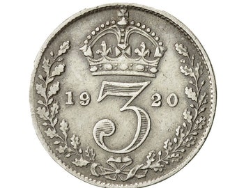 1920 Silver Three Pence from the United kingdom, Perfect for Birthdays ,Anniversary and within Jewellery