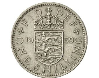 1959 English Shilling Coin Great Britain From Queen Elizabeth 2nd, Perfect for Birthdays , Anniversary or Craft and Jewellery