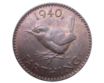 1940 farthing Coin With a Wren from the United kingdom, Perfect for Birthdays ,Anniversary and within Jewellery