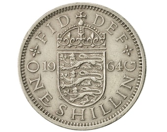 1964年イギリスのシリング硬貨、エリザベス2世女王時代、誕生日、記念