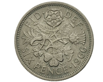 1966 Sixpence Coin Great Britain From Queen Elizabeth II, Perfect for Birthdays , Anniversary or Craft and Jewellery