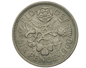 1966 Sixpence Coin Great Britain From Queen Elizabeth II, Perfect for Birthdays , Anniversary or Craft and Jewellery