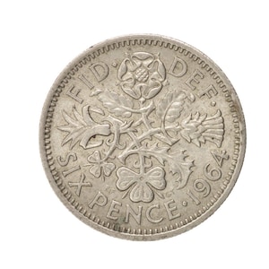 1964 Sixpence Coin Great Britain From Queen Elizabeth II, Perfect for Birthdays , Anniversary or Craft and Jewellery