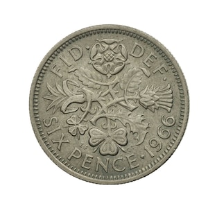1966 Sixpence Münze Großbritannien von Queen Elizabeth II, Perfekt für Geburtstage, Jahrestag oder Handwerk und Schmuck