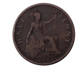 1925 Media moneda con Britannia, rey Jorge V del reino Unido, perfecto para cumpleaños, aniversario y dentro de la joyería