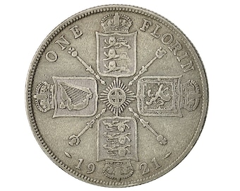 1921 Florin / Two Shilling Coin Great Britain From King George V, Perfect for Birthdays , Anniversary or Craft and Jewellery