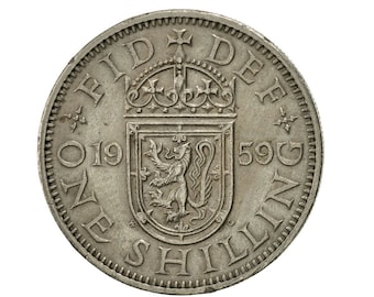 1959 Scottish Shilling Coin Great Britain From Queen Elizabeth 2nd, Perfect for Birthdays , Anniversary or Craft and Jewellery
