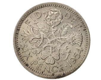 1954 Sixpence Coin Great Britain From Queen Elizabeth II, Perfect for Birthdays , Anniversary or Craft and Jewellery