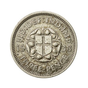 1938 Plata Tres Pence del Reino Unido, Perfecto para Cumpleaños ,Aniversario y dentro de Joyería Jorge VI