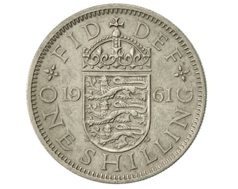 1961 English Shilling Coin Great Britain From Queen Elizabeth 2nd, Perfect for Birthdays , Anniversary or Craft and Jewellery