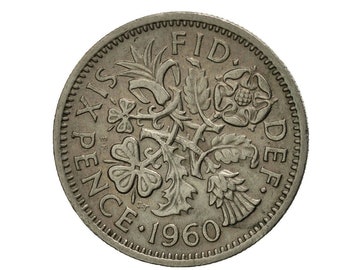 1960 Sixpence Coin Great Britain From Queen Elizabeth II, Perfect for Birthdays , Anniversary or Craft and Jewellery