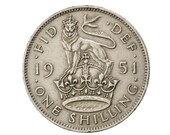1951年英国シリング硬貨、ジョージ6世より。誕生日、記念日、工芸品や