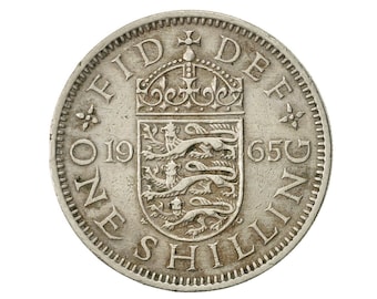 1965 English Shilling Coin Great Britain From Queen Elizabeth 2nd, Perfect for Birthdays , Anniversary or Craft and Jewellery