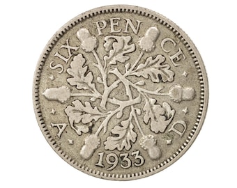 1933 Silver Three Pence from the United kingdom, Perfect for Birthdays ,Anniversary and within Jewellery