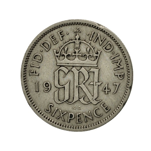 1947 Sixpence Coin Great Britain From King George VI, Perfect for Birthdays , Anniversary or Craft and Jewellery