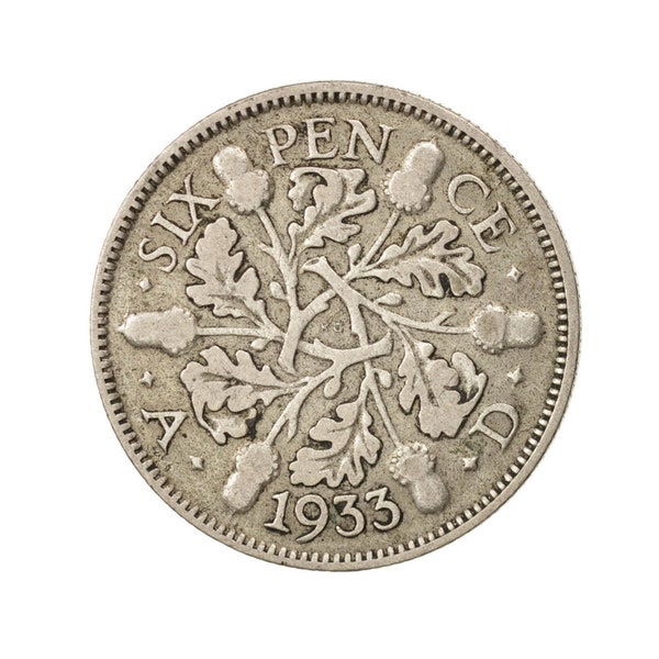 1933 Silver Three Pence from the United kingdom, Perfect for Birthdays ,Anniversary and within Jewellery