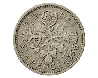 1956 Sixpence Coin Great Britain From Queen Elizabeth II, Perfect for Birthdays , Anniversary or Craft and Jewellery