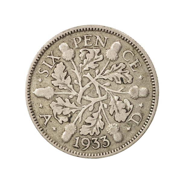 1933 il sixpence moneta Gran Bretagna da re Giorgio V, perfetta per compleanni, anniversari o artigianato e gioielli