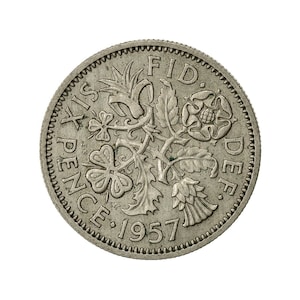 1957 Sixpence Coin Great Britain From Queen Elizabeth II, Perfect for Birthdays , Anniversary or Craft and Jewellery