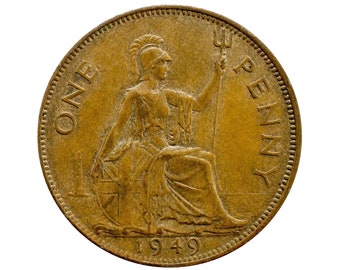 1949 ein Penny Münze Großbritannien von König George VI, perfekt für Geburtstage, Jubiläum oder Handwerk und Schmuck