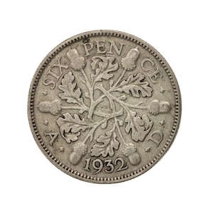 Pièce de six pence Grande-Bretagne du roi George V, 1932, parfaite pour les anniversaires, l&#39;artisanat et les bijoux