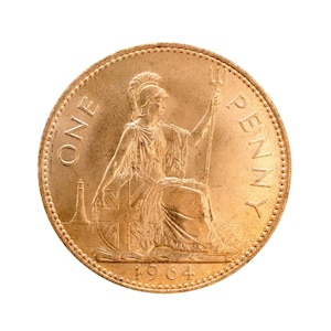 1964 One Penny Münze Großbritannien von Königin Elizabeth II, Perfekt für Geburtstage, Jubiläum oder Handwerk und Schmuck