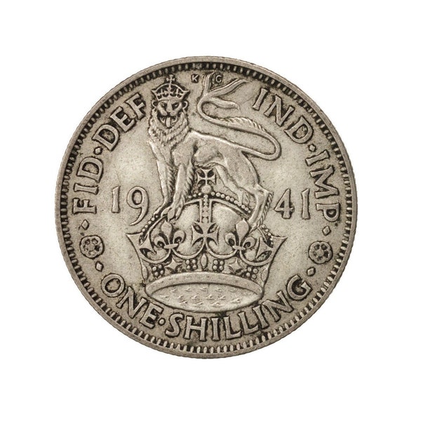 1941 English Shilling Coin Great Britain From King George VI, Perfect for Birthdays , Anniversary or Craft and Jewellery