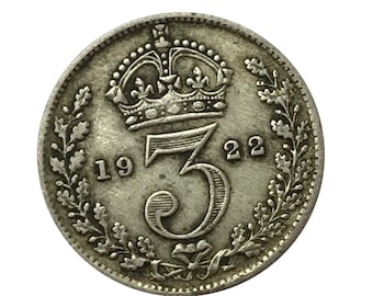 1922 Silver Three Pence from the United kingdom, Perfect for Birthdays ,Anniversary and within Jewellery